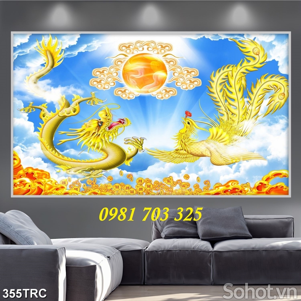 Gạch tranh phong thủy- tranh long pụng sum vầy