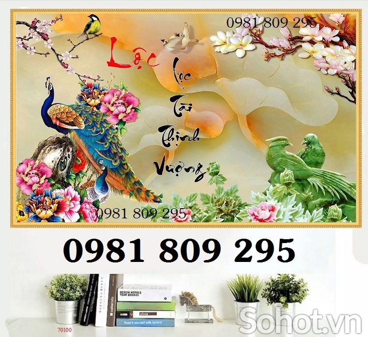 Gạch tranh 3d con công , tranh gạch trang trí