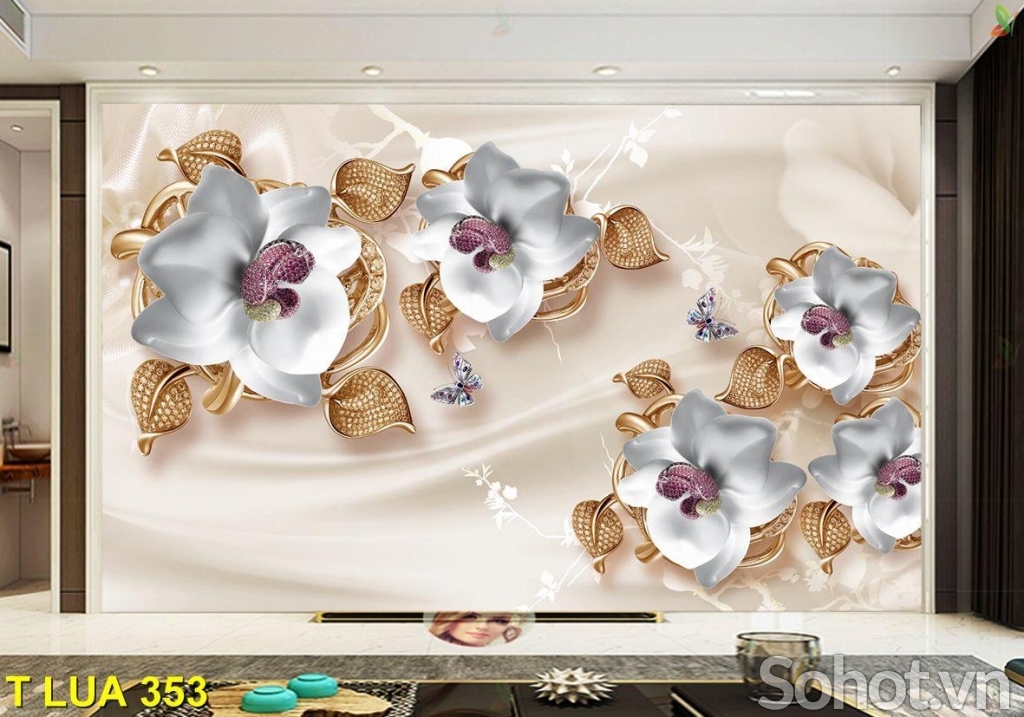tranh hoa 3D ốp tường