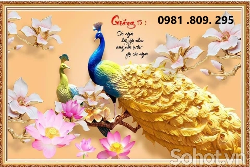 Gạch ốp tường tranh gạch chim công 3d trang trí đẹp