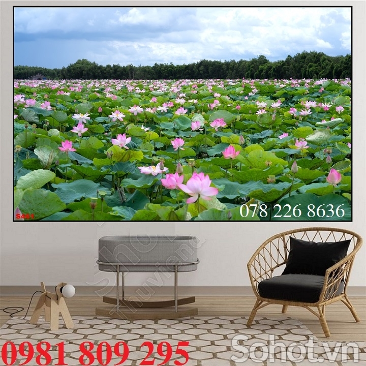 Tranh gạch , gạch 3d trang trí hoa sen HN999