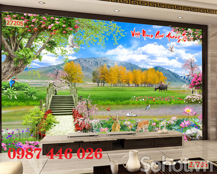 Tranh gạch men thảo nguyên phong cảnh HP9173