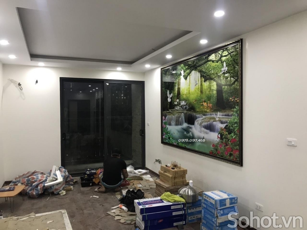 Gạch tranh phong cảnh phòng khách