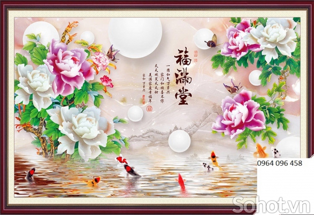 Tranh gạch 3d hoa mẫu đơn - 432ZXC