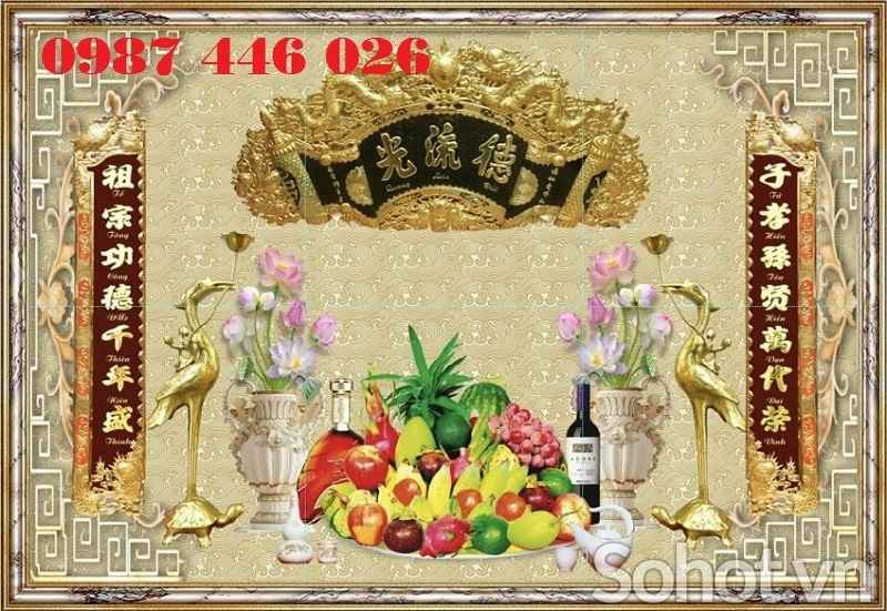 Tranh gạch phòng thờ, gach trang trí, tranh 3d
