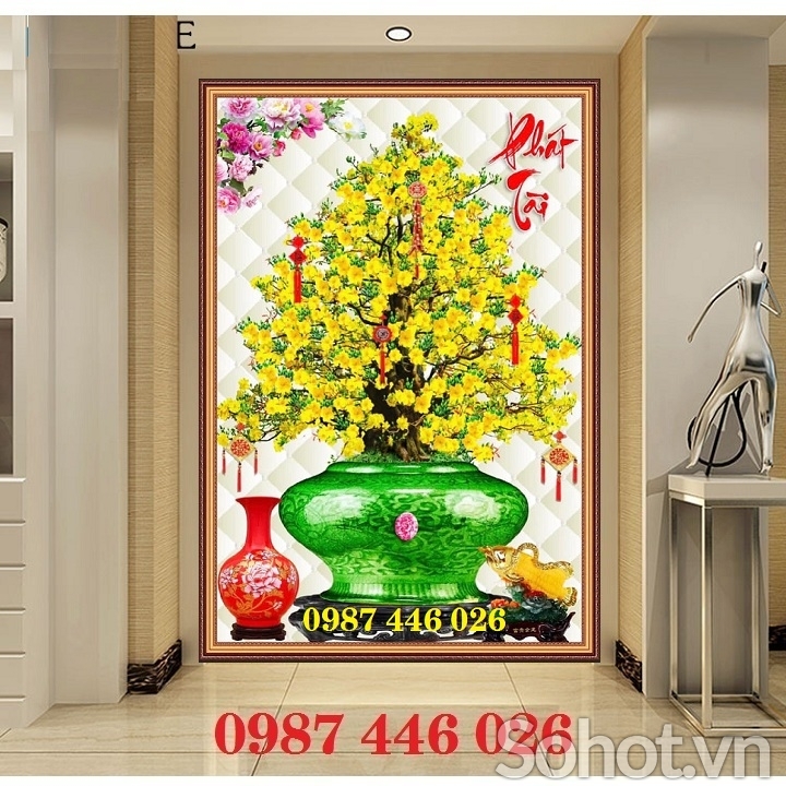 Gạch tranh hoa mai vàng HP8022