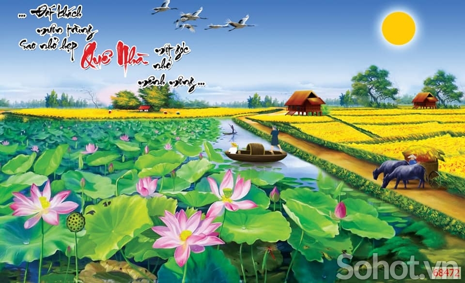 Tranh đồng quê - tranh gạch 3d đồng quê - FVVV65