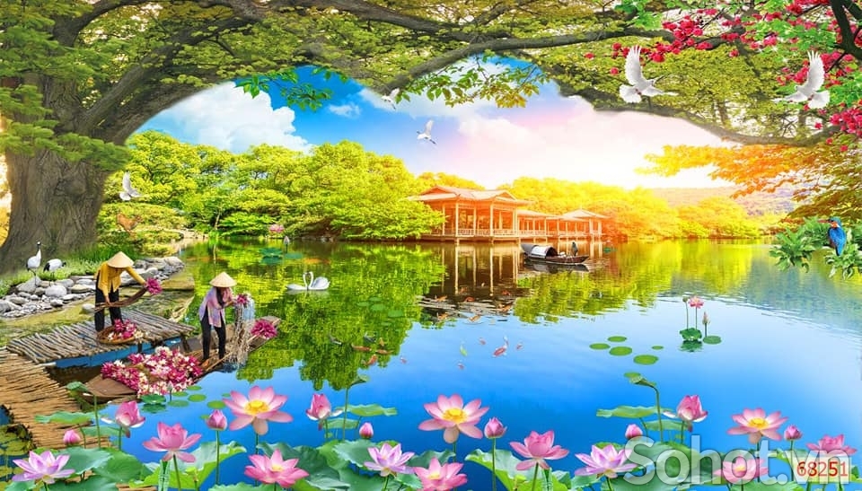 Tranh đồng quê - tranh gạch 3d đồng quê - FVVV65