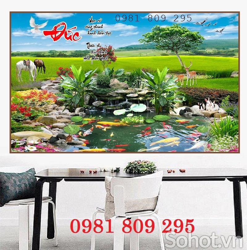 Tranh gạch 3d cá chép HD876