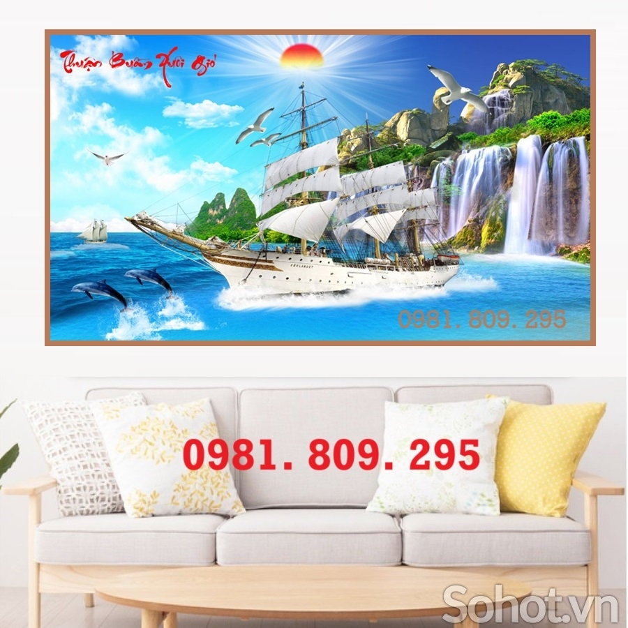 Gạch 3d thuyền buồm , tranh gạch HK9222