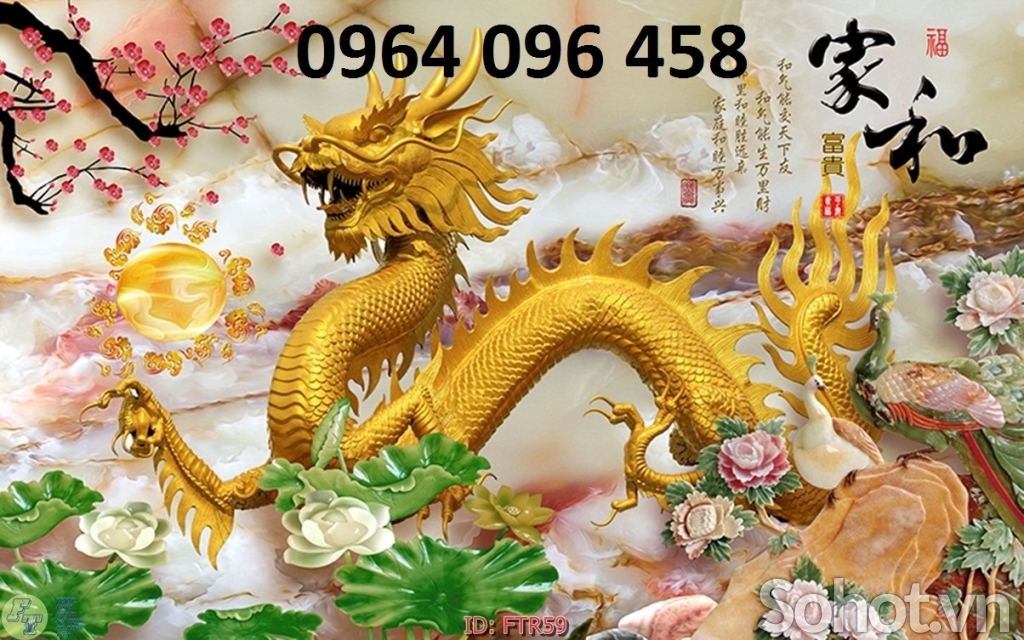 Tranh rồng 3d - tranh gạch 3d rồng - 876CN