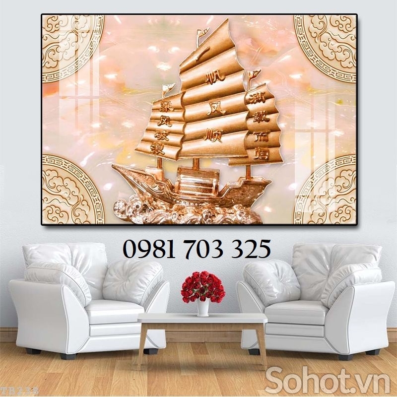 Tranh gạch 3D thuyền buồm phong thủy