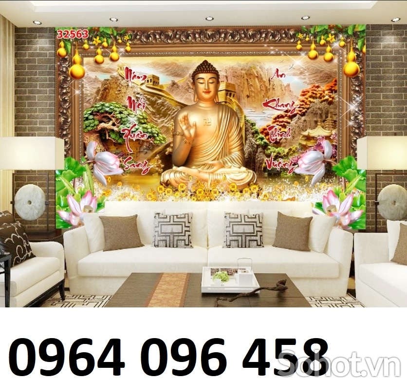 Tranh phật 3d - tranh gạch 3d phật phòng thờ - DXC444