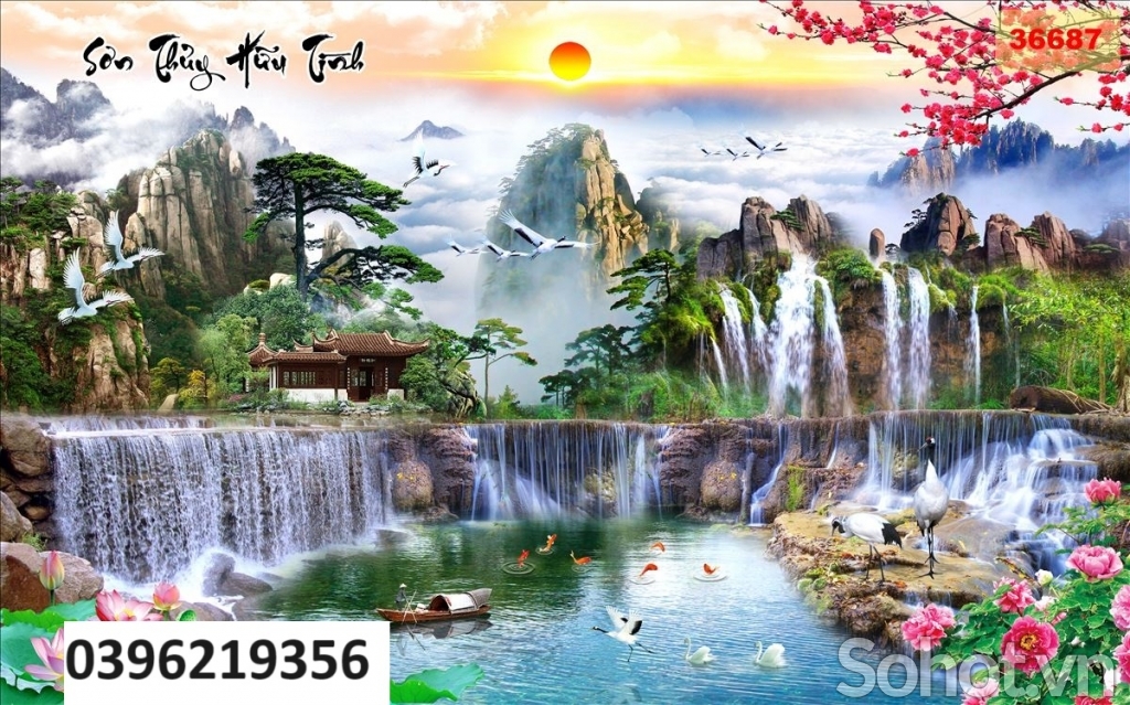 Tranh gạch sơn thủy treo tường