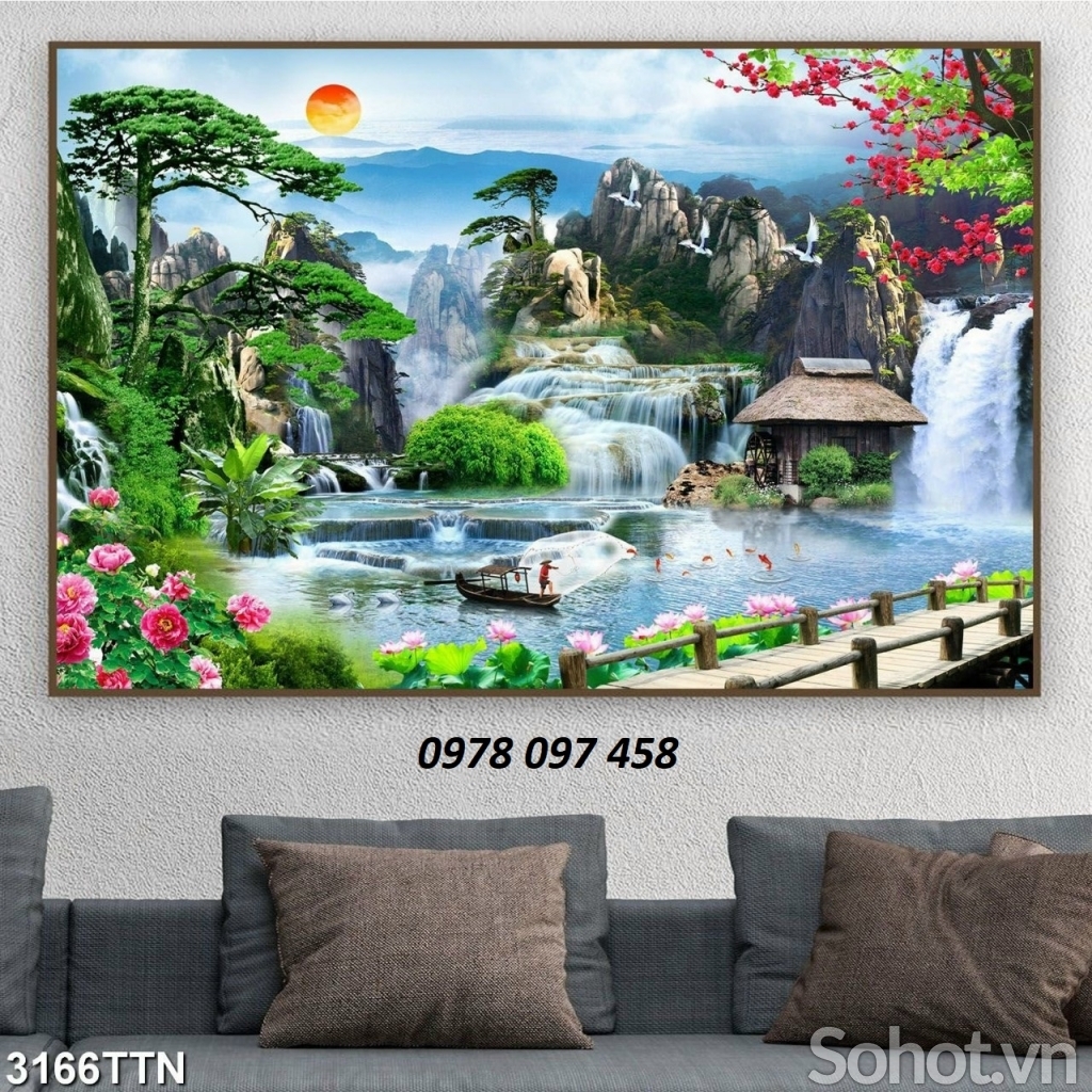 Phong cảnh thiên nhiên giao hòa - gạch tranh in 3D