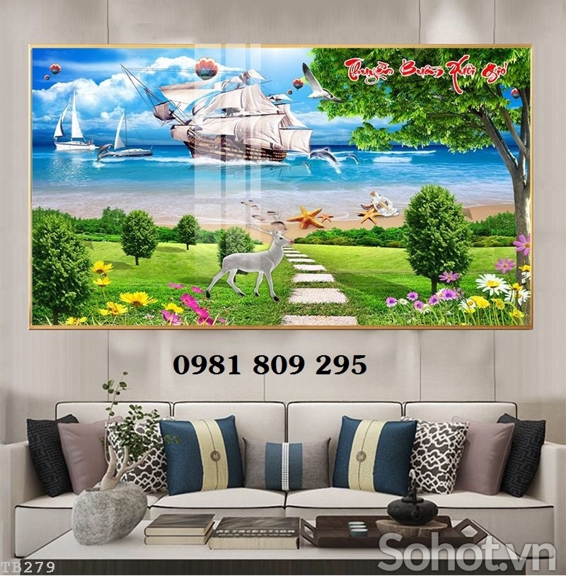 Gạch thuyền buồm - tranh gạch men HP7564