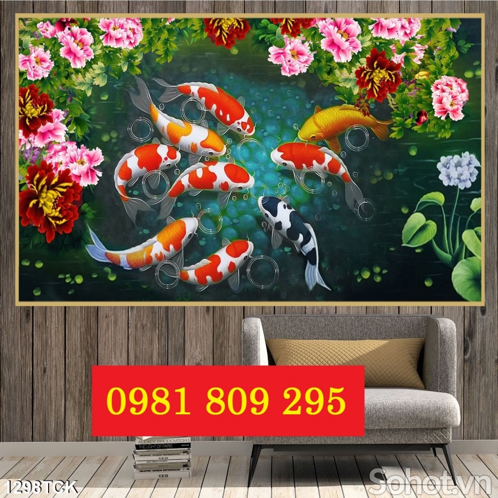Gạch tranh cá chép vàng HP9734