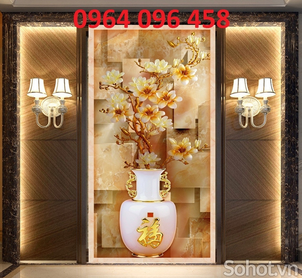 tranh bình hoa 3d sứ ngọc