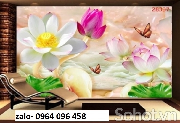 Tranh gạch hoa sen 3d - gạch tranh 3d hoa sen - 0999CP
