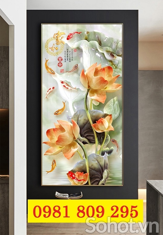 Gạch 3d khổ đứng hoa sen