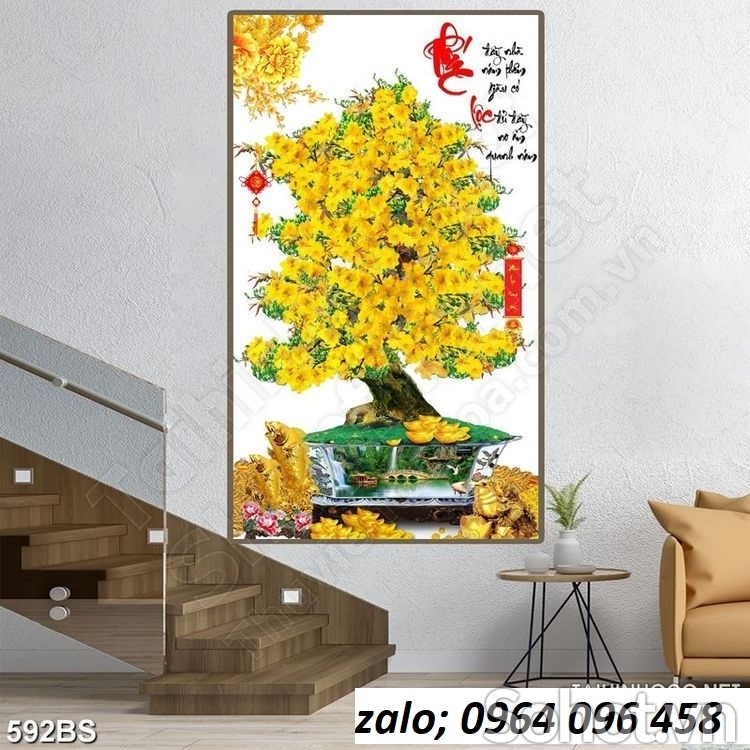 Tranh gạch 3d hoa mai - 77CM