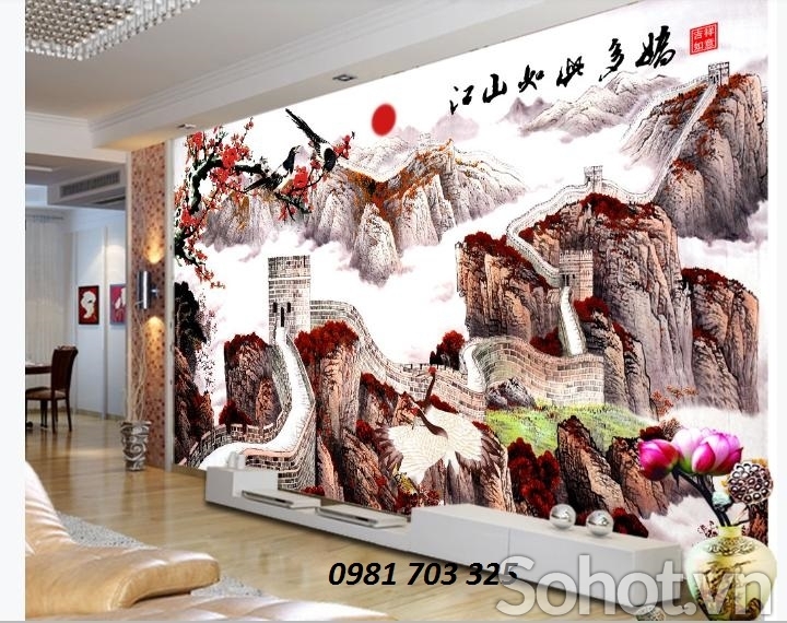 Tranh gạch 3D phòng khách- gạch tranh ốp tường