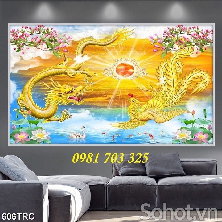 Tranh gạch long phượng phong thủy đẹp