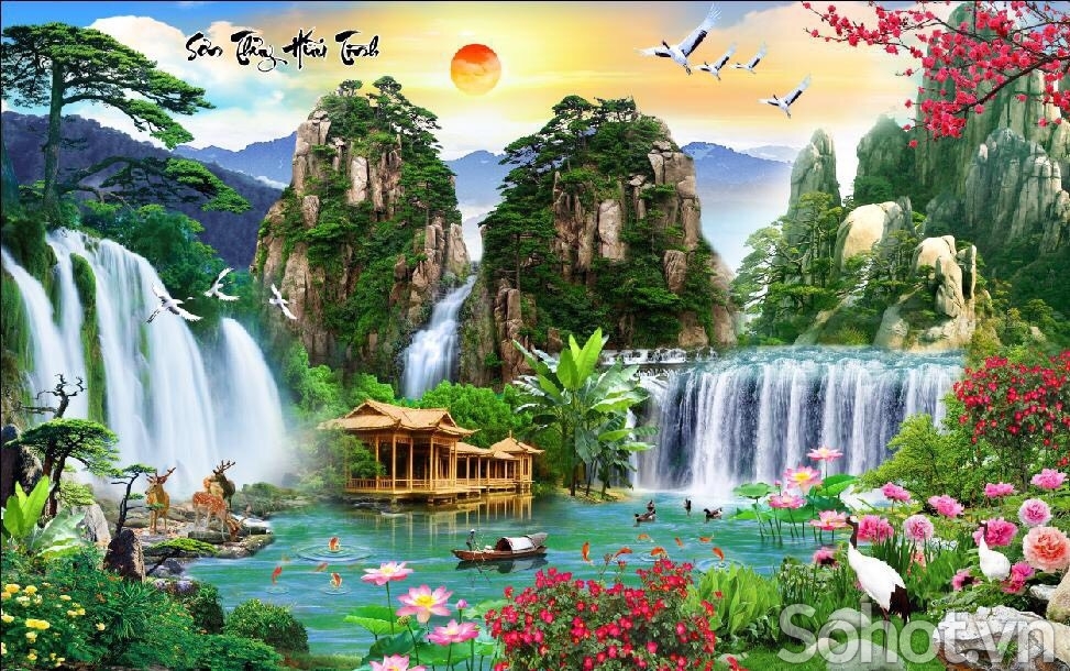 Tranh phong cảnh- tranh  gạch 3D