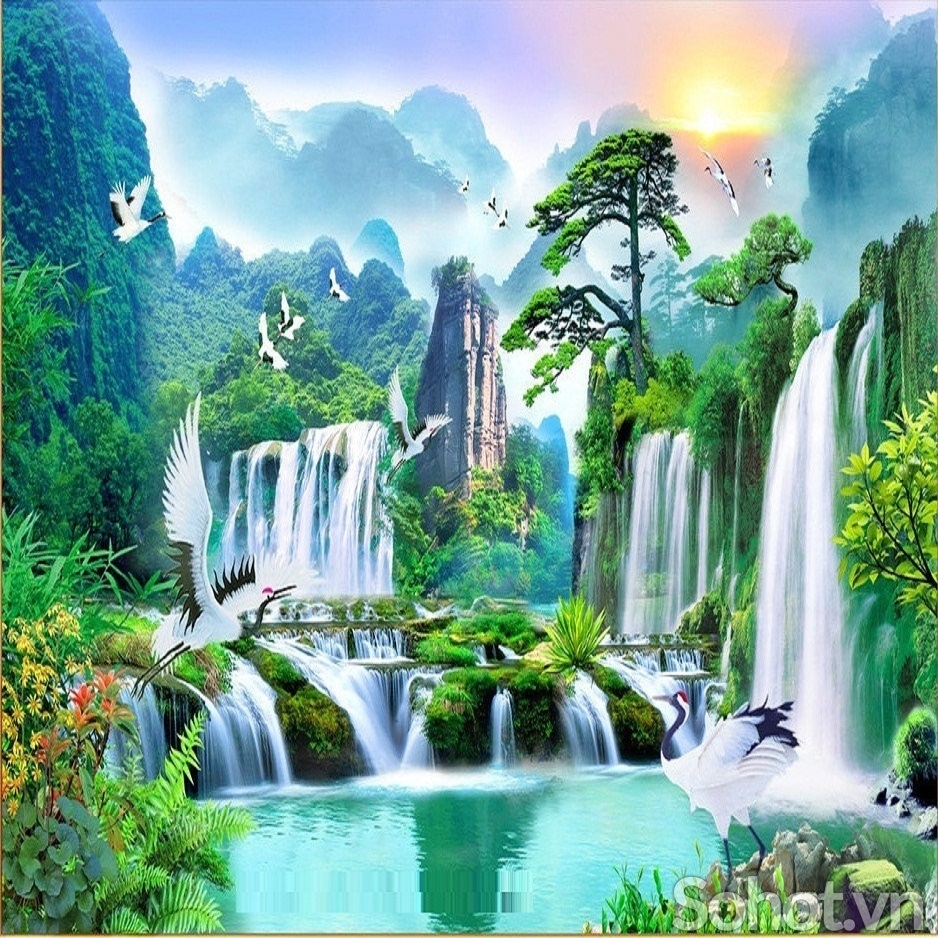 Tranh gạch 3d - gạch tranh 3d ốp tường phong cảnh đồng quê - SXC4W22