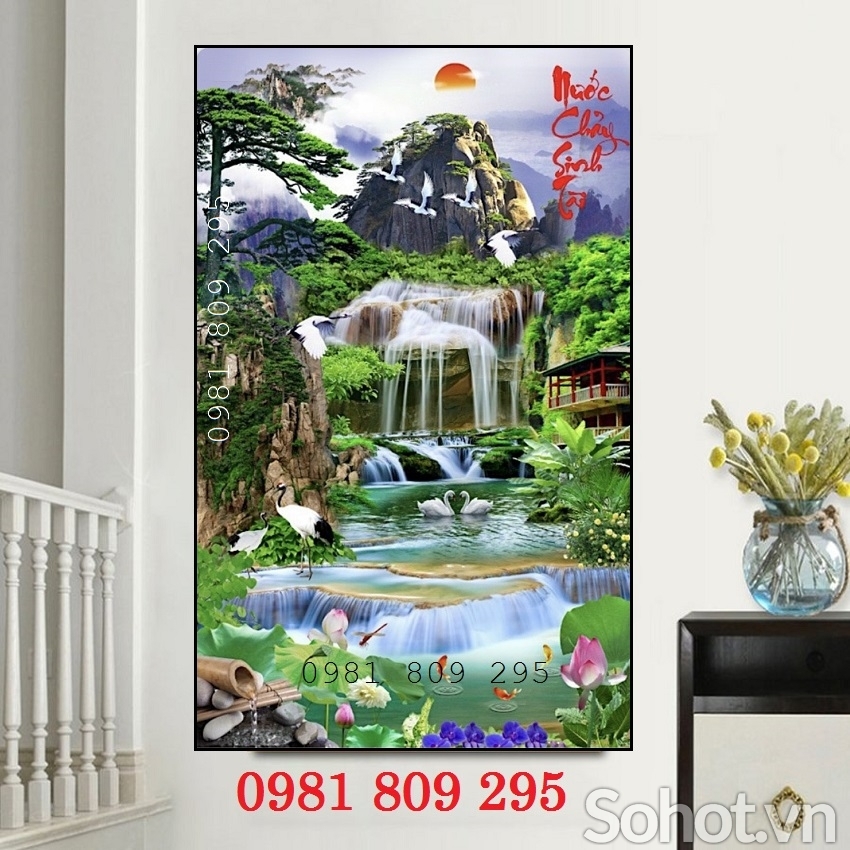 Gạch thác nước , gạch tranh , tranh 3d HDN939