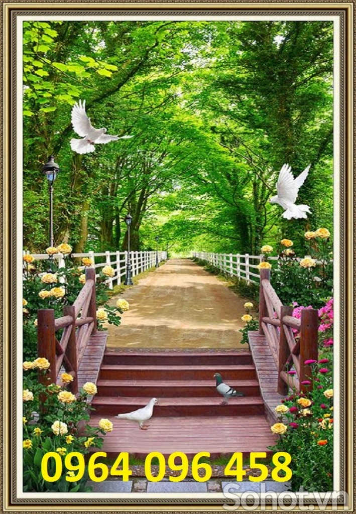 Tranh gạch 3d con đường hàng cây - 055XP