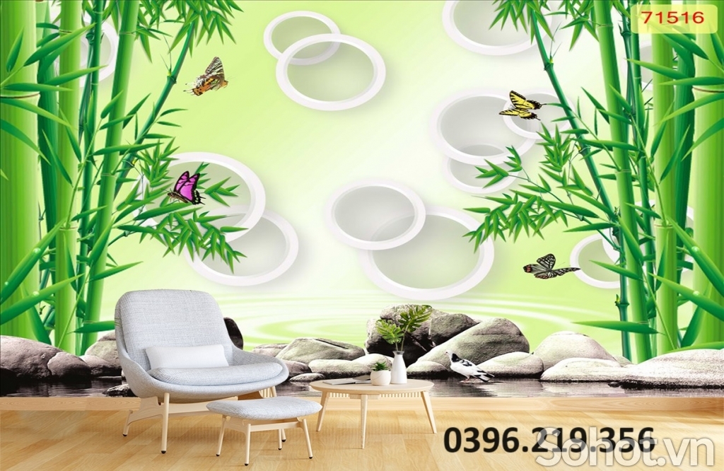 Tranh gạch 3d hình tre trúc trang trí