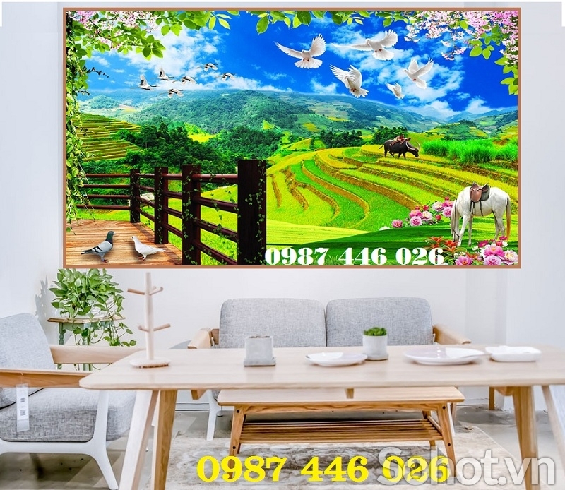 Tranh 3d, gạch phong cảnh, tranh ốp tường HP7372