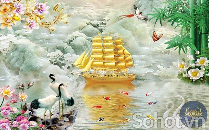 tranh gạch thuyền buồm 3d - SBN44
