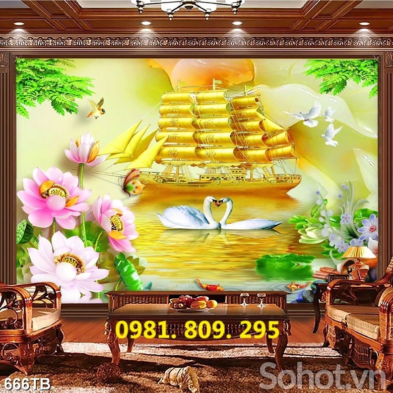 Mẫu ốp tường thuyền buồm