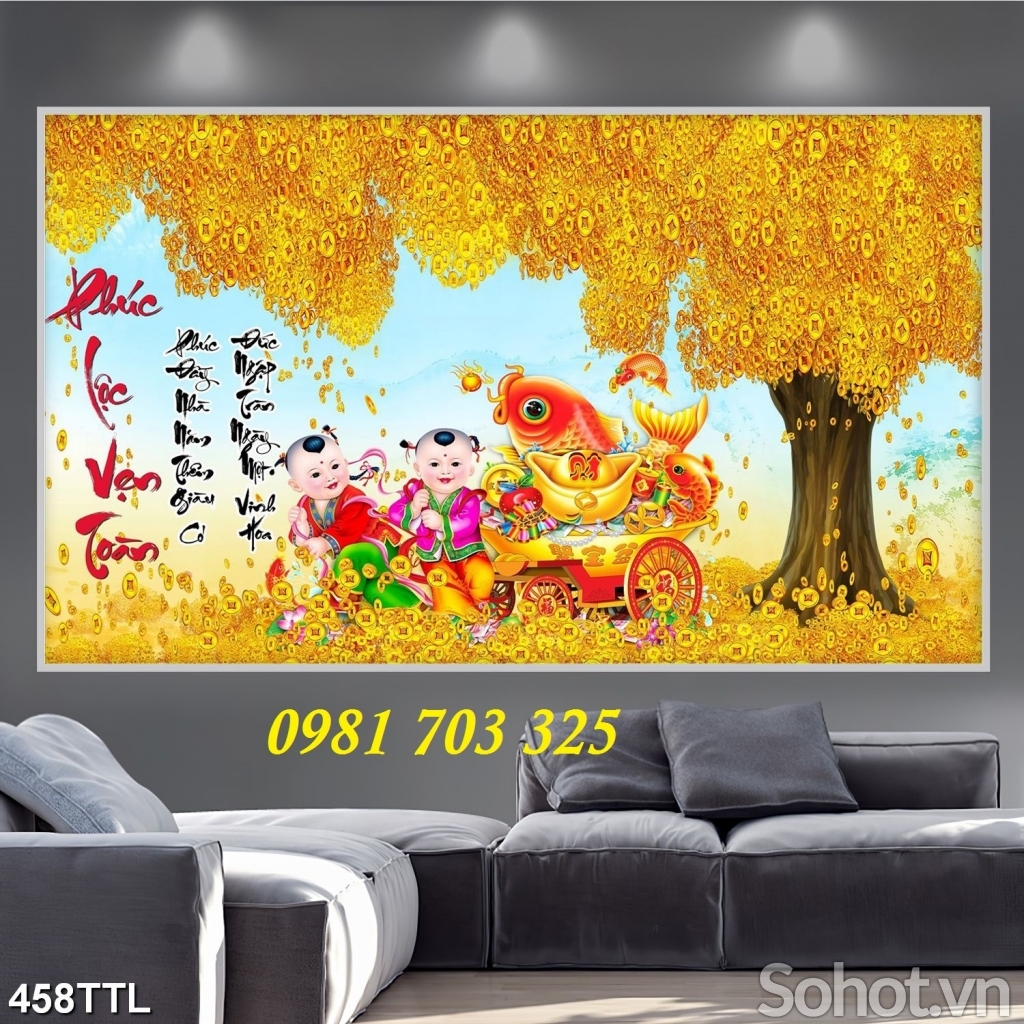 tranh cây kim tiền, gạch tranh 3D