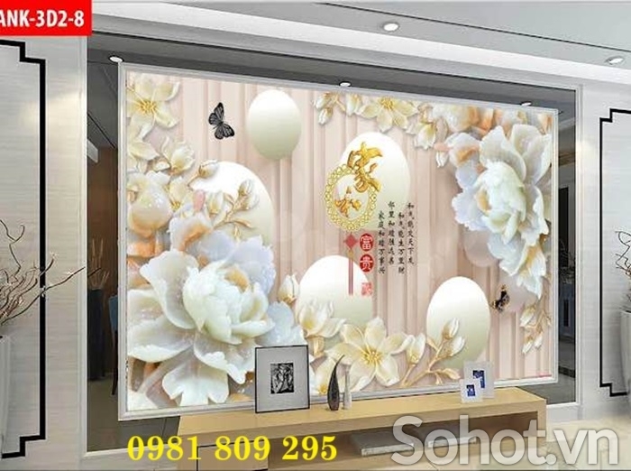 Tranh gạch , gạch 3d hoa mẫu đơn
