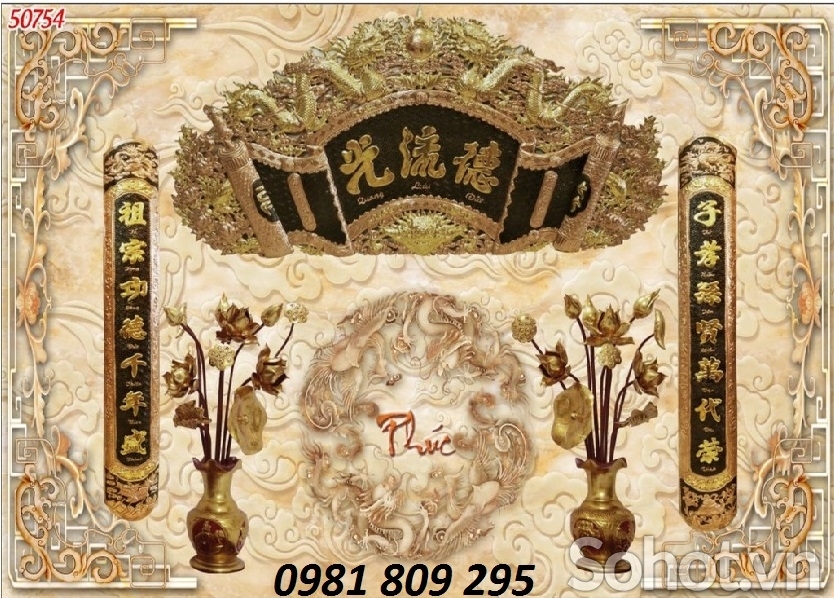 tranh gạch ốp tường 3d phòng thờ