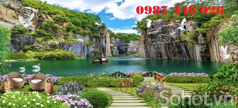 Gạch tranh gạch men phong cảnh đẹp HP8622