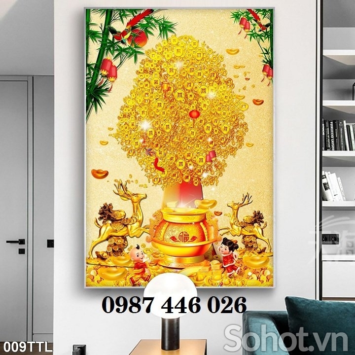 Gạch tranh cây tiền vàng