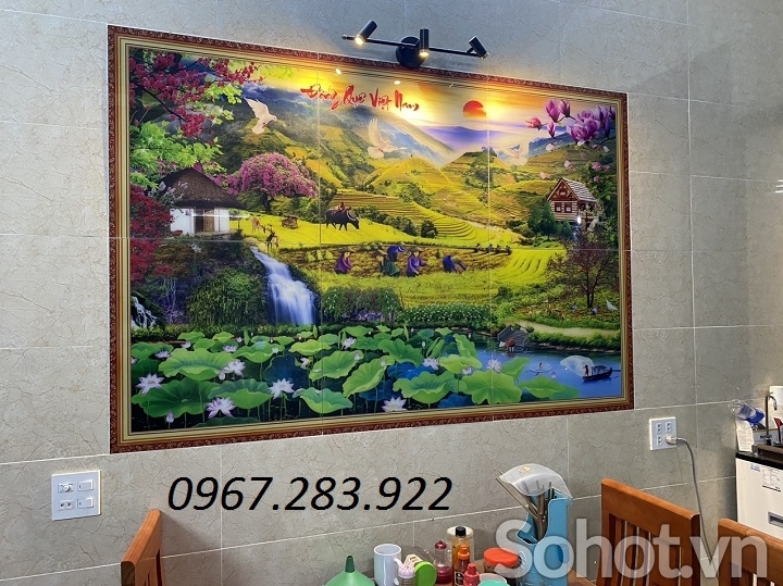 Tranh phòng khách 3d- tranh gạch men