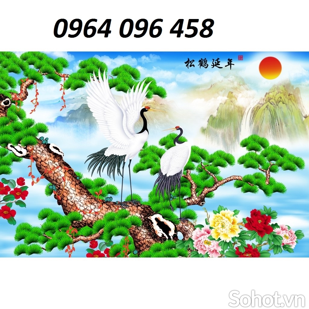Tranh gạch 3d ốp tường tùng hạc - B655
