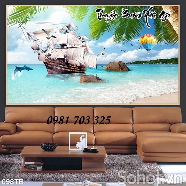 Tranh gạch 3D hình thuyền buồm