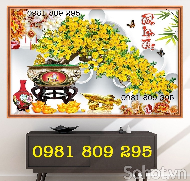 Gạch tranh cây mai , hoa mai