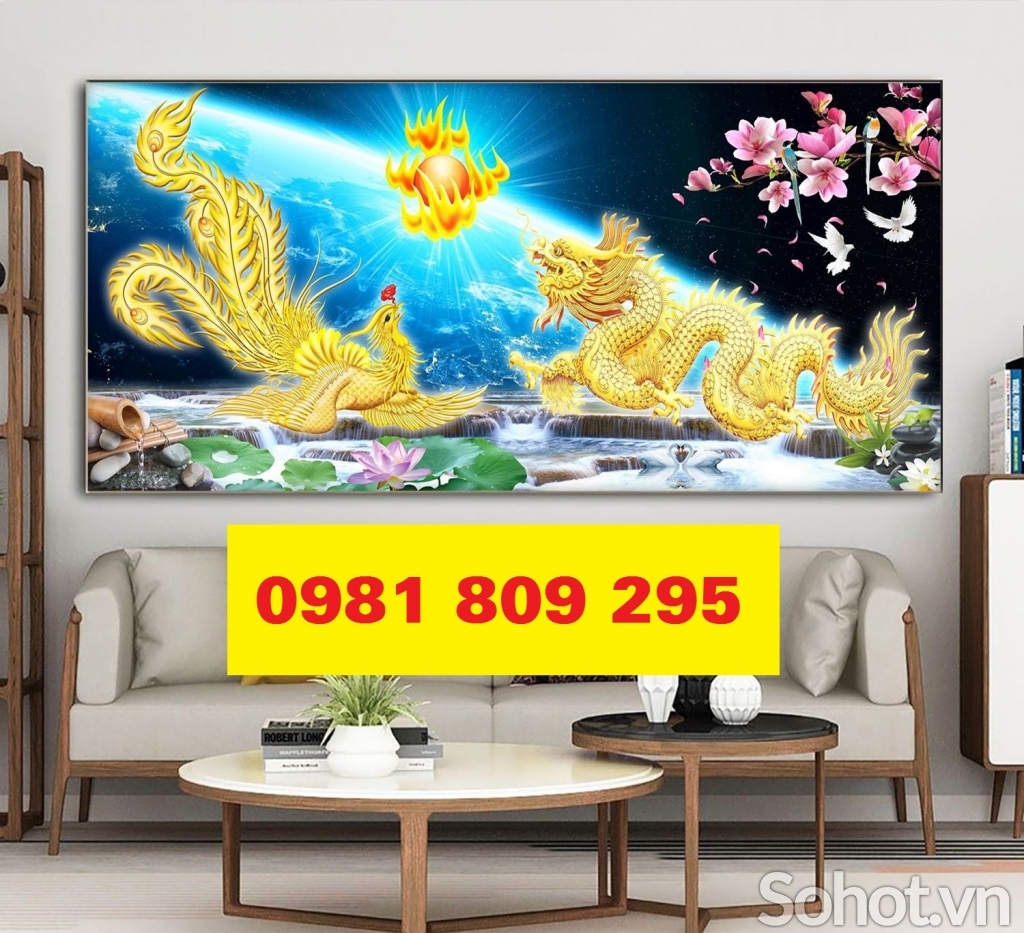 Tranh gạch ốp tường rồng phượng H97