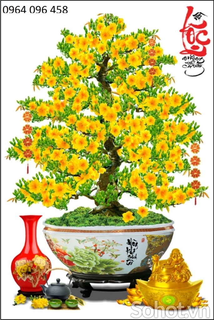 Tranh gạch 3d ốp tường cây hoa mai - 466CV