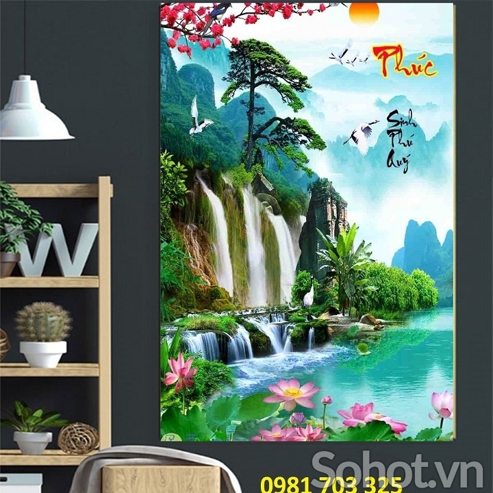 Tranh gạch khổ đứng 3D trang trí đẹp