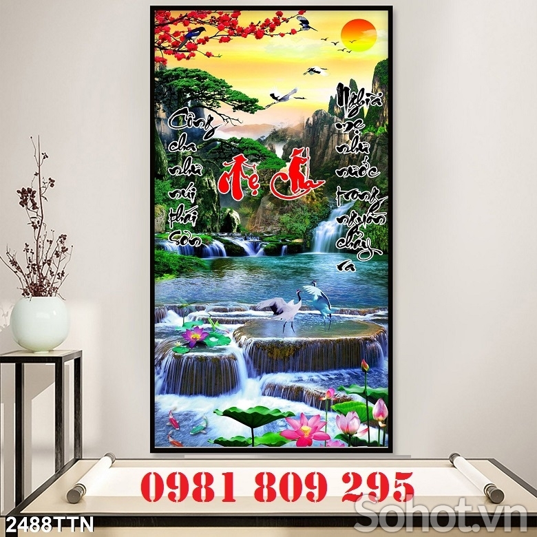 Tranh gạch men 3D- gạch tranh phong cảnh khổ đứng