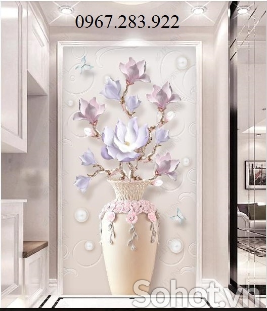 Tranh 3D- Tranh hoa khổ dọc
