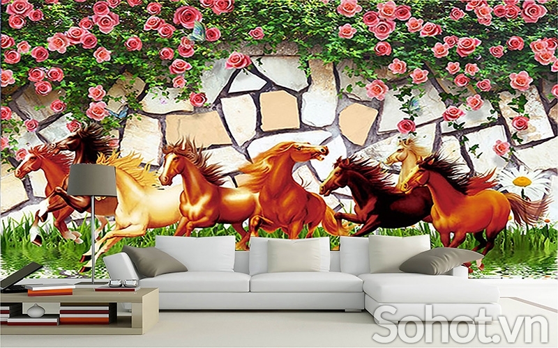 Tranh 3d mã đáo thành công - tranh gạch 3d ốp tường - KCFV5